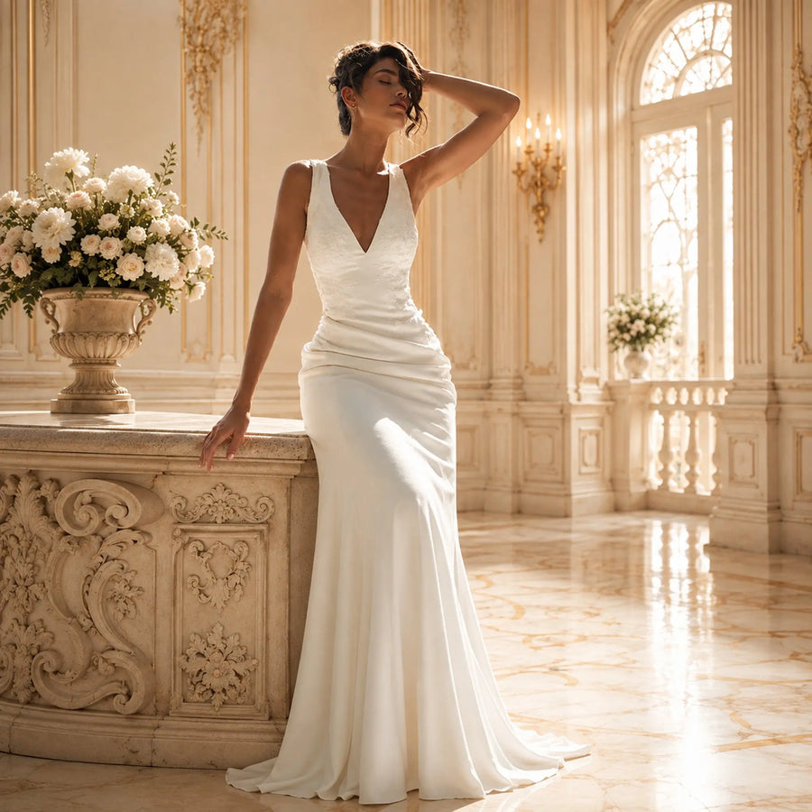 Adriana wedding dress hero front view | ForeverSolesBride