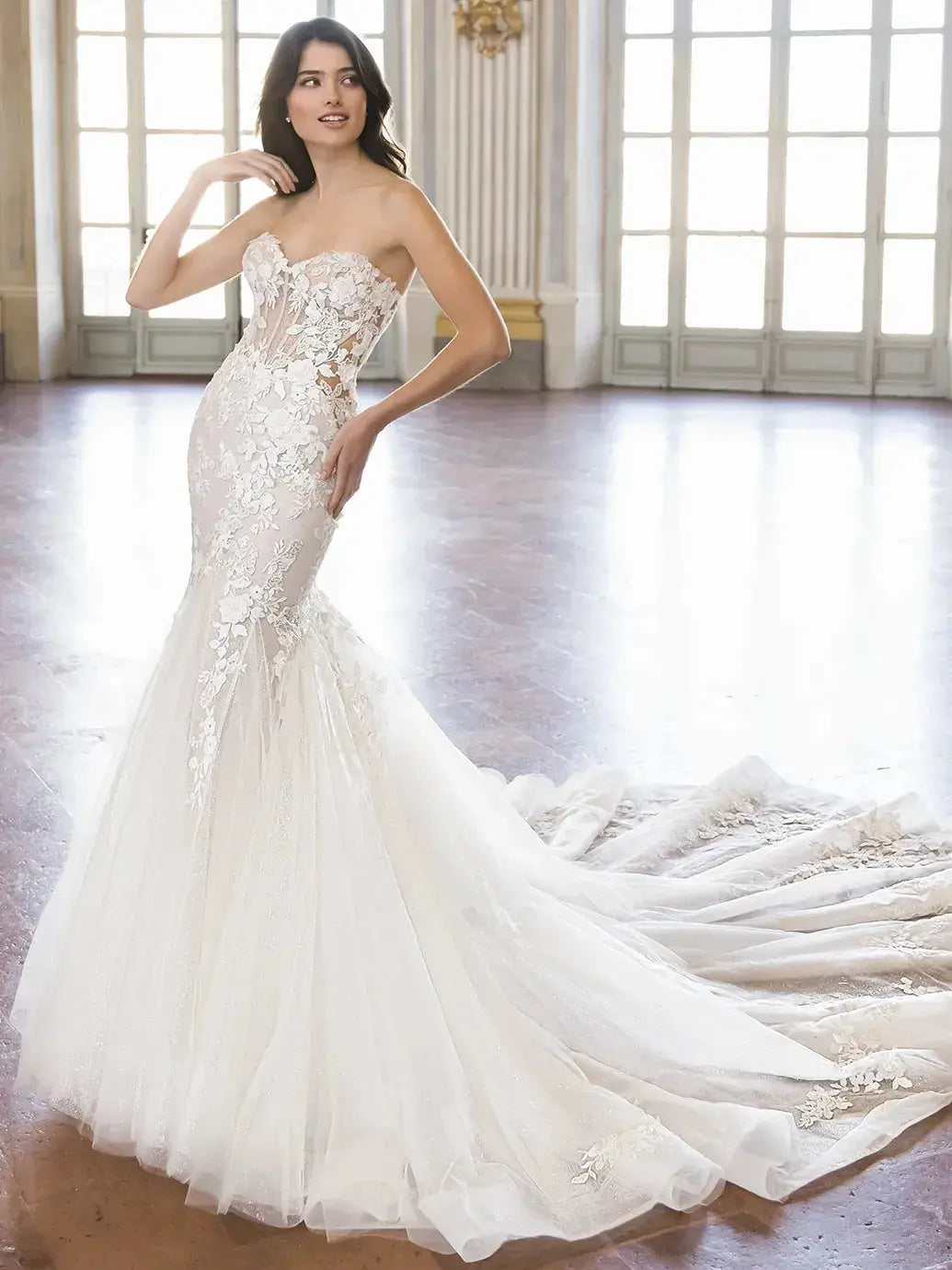 Aglaia wedding dress hero front view | ForeverSolesBride