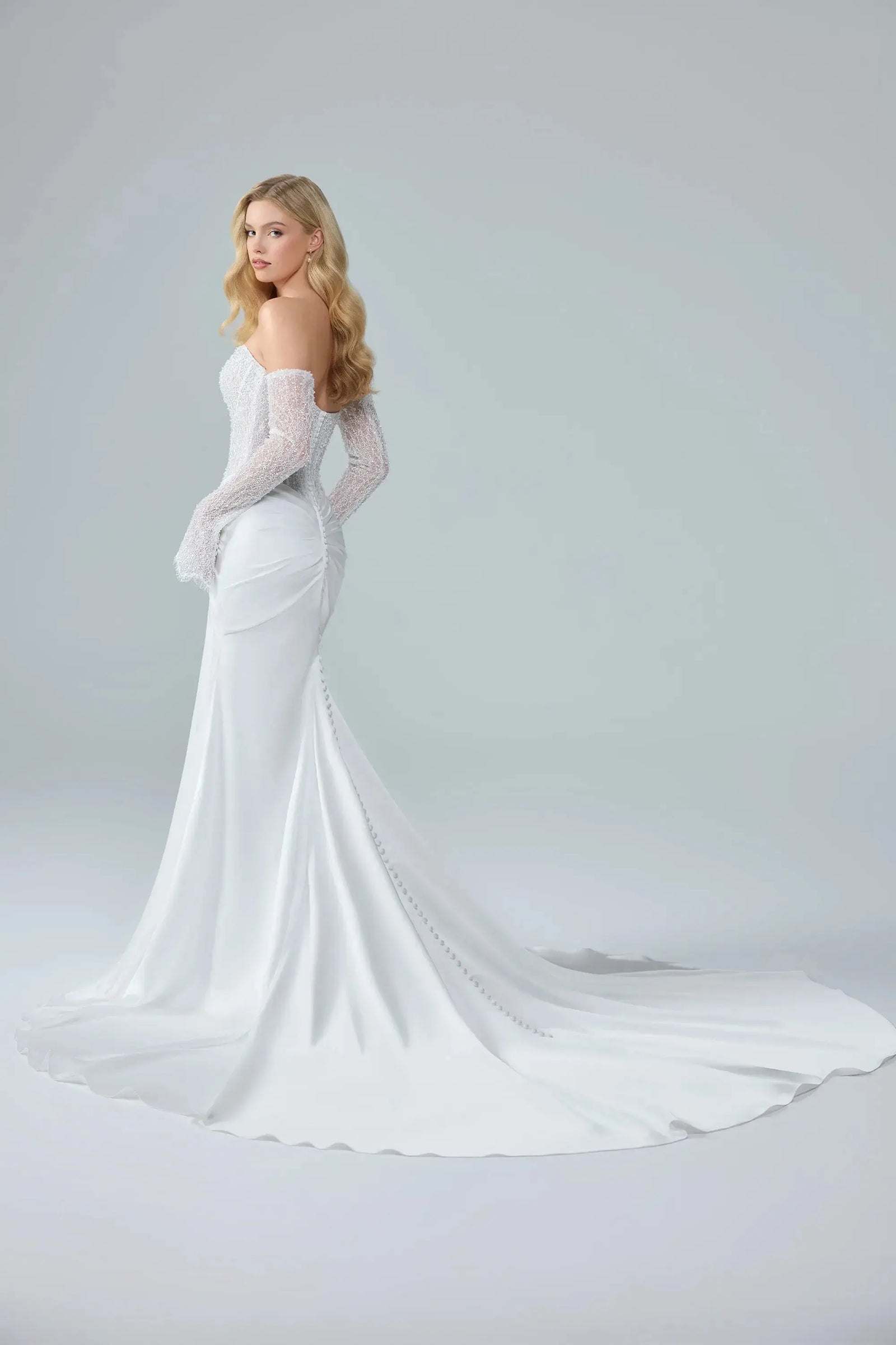 Anya Satin Fit & Flare wedding dress product view 5 | ForeverSolesBride