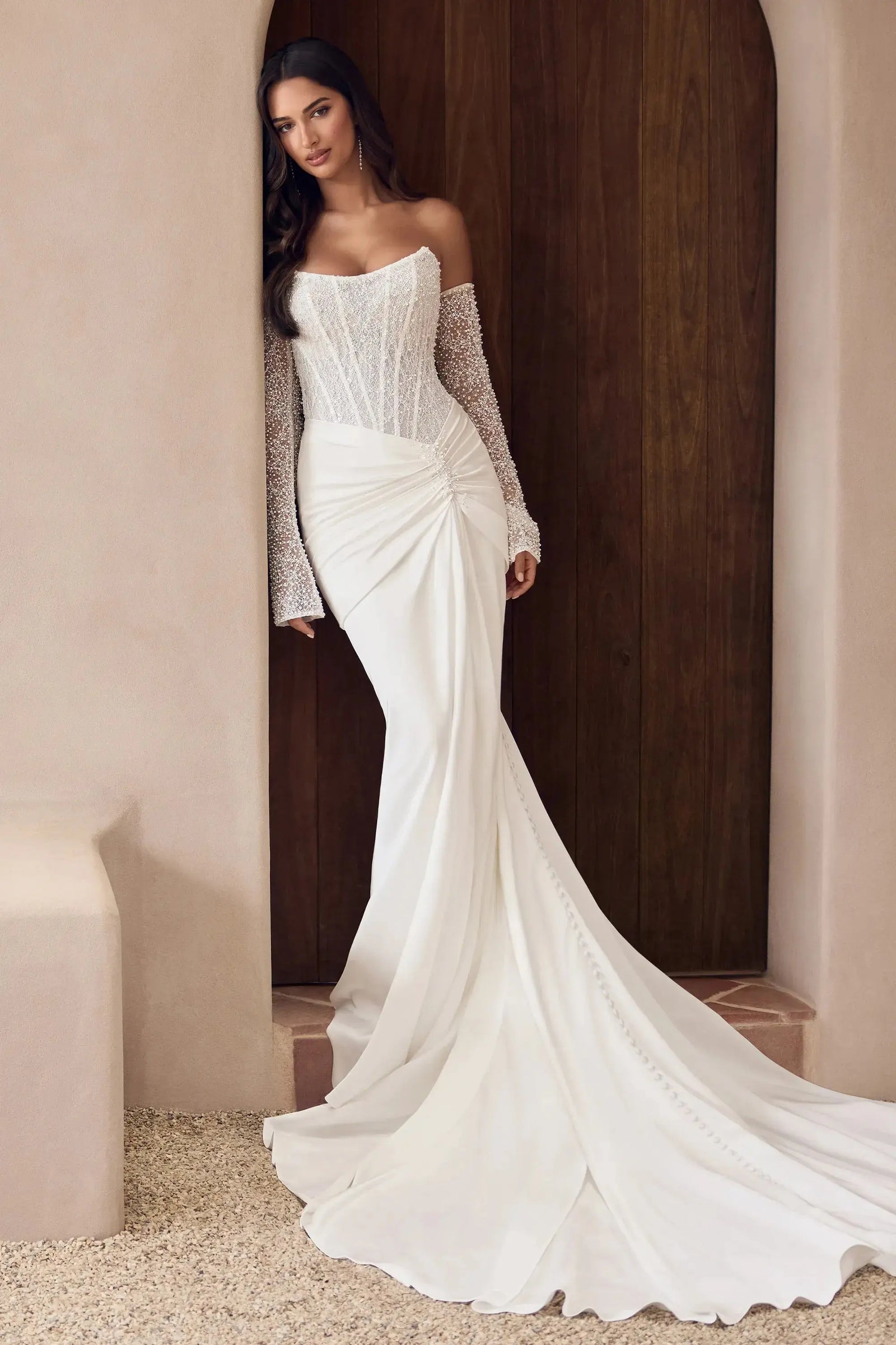 Anya Satin Fit & Flare wedding dress product view 7 | ForeverSolesBride