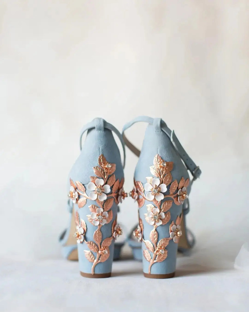 ForeverSoles Arabella Block Blue Blossom Rose for women, elegant wedding and party shoes