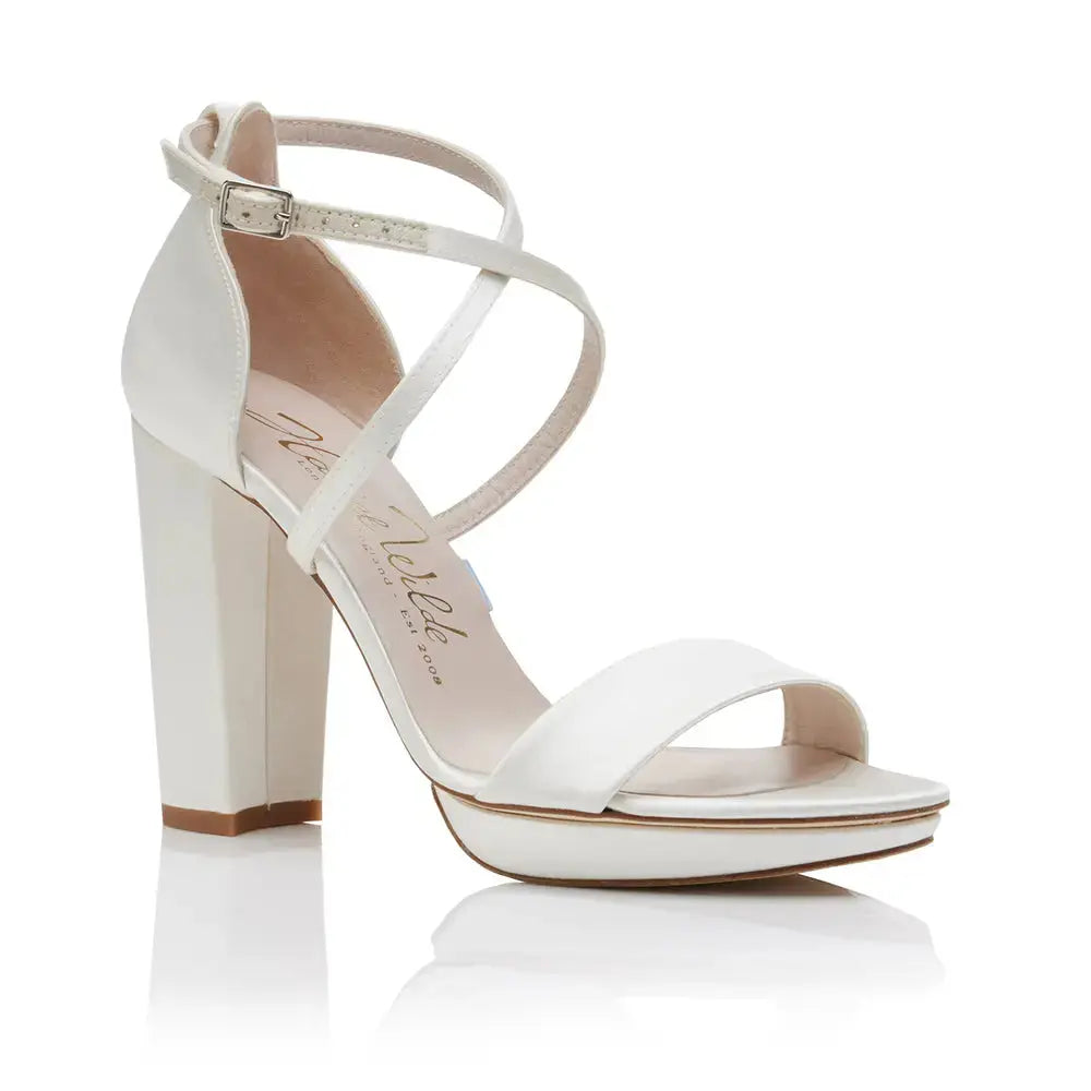ForeverSoles Arabella Block Ivory for women, elegant wedding and party shoes