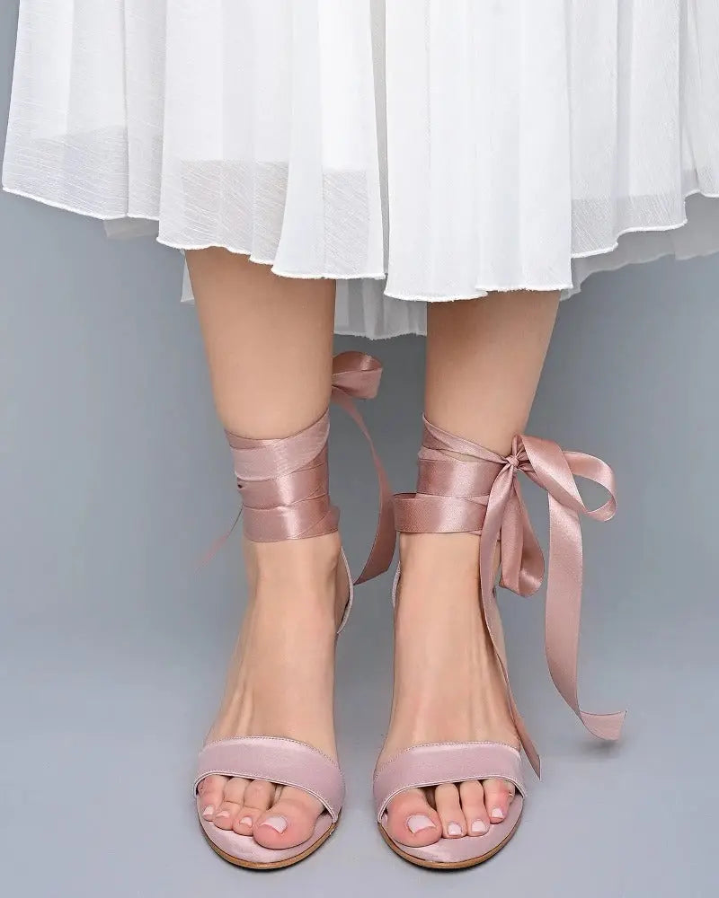 Beige Velvet Block Heel wedding shoes hero front view | ForeverSolesBride