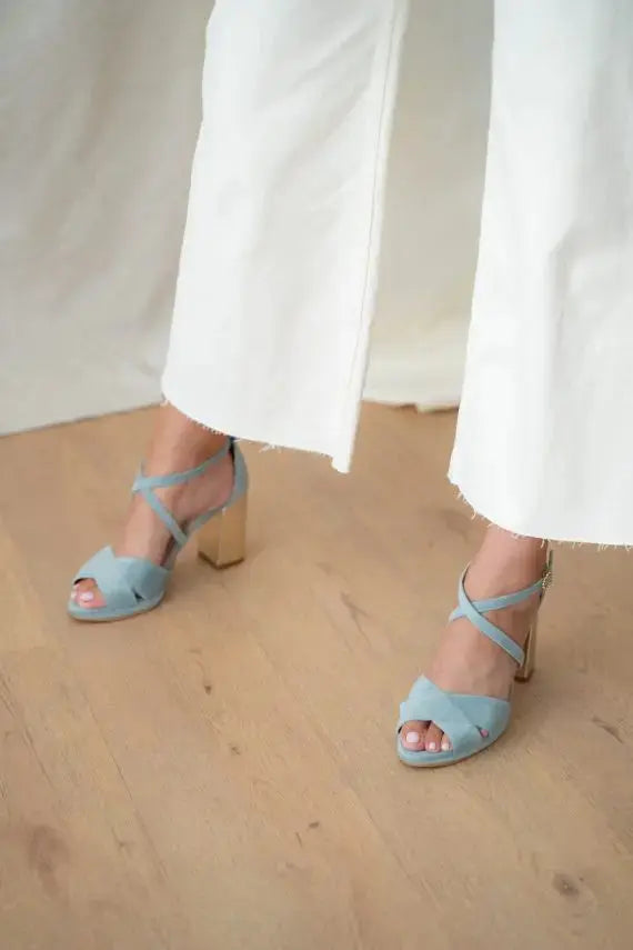 Blue bridal wedding shoes product view 2 | ForeverSolesBride