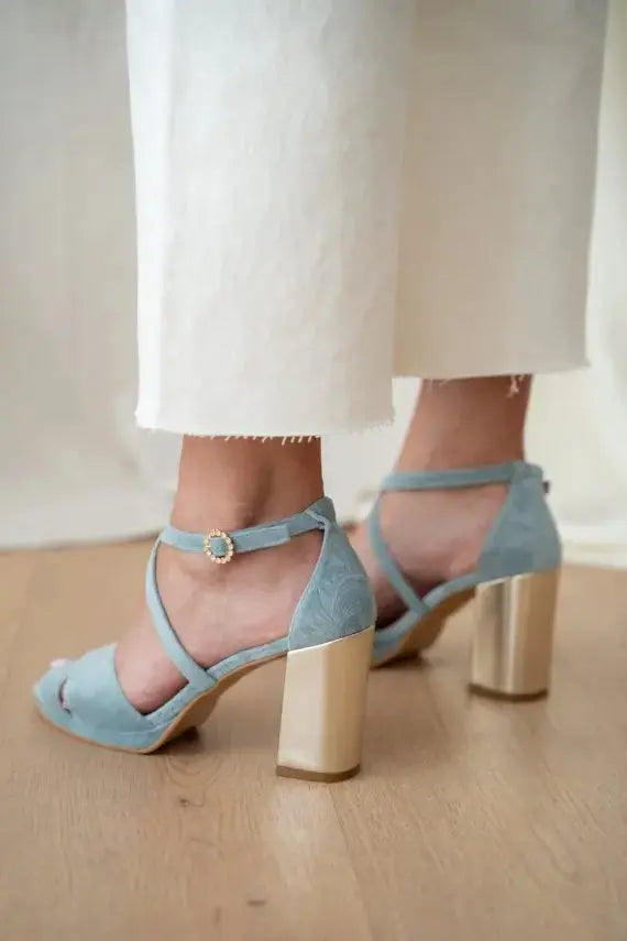 Blue bridal wedding shoes product view 3 | ForeverSolesBride