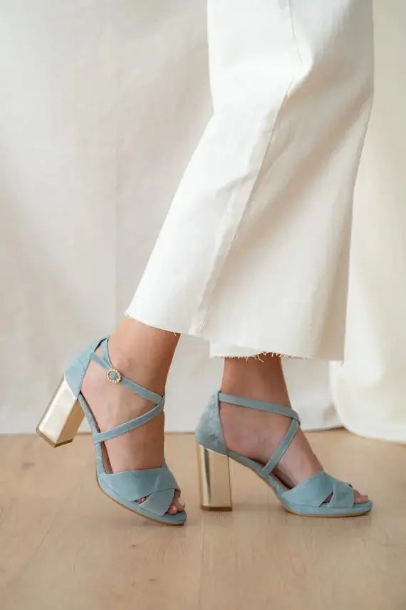 Blue bridal wedding shoes product view 5 | ForeverSolesBride