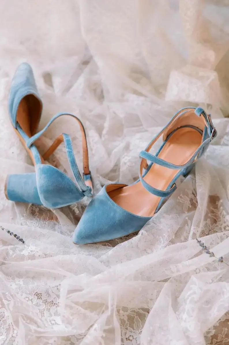 Blue bridal wedding shoes product view 3 | ForeverSolesBride