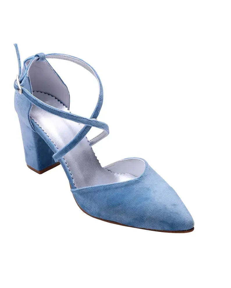 Blue bridal wedding shoes product view 7 | ForeverSolesBride