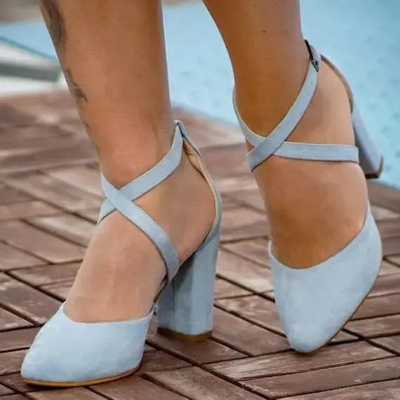 ForeverSoles Blue Custom Made Heels, for women, elegant wedding and party shoes