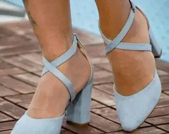 ForeverSoles Blue Custom Made Heels, for women, elegant wedding and party shoes