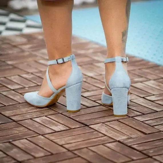 ForeverSoles Blue Custom Made Heels, for women, elegant wedding and party shoes