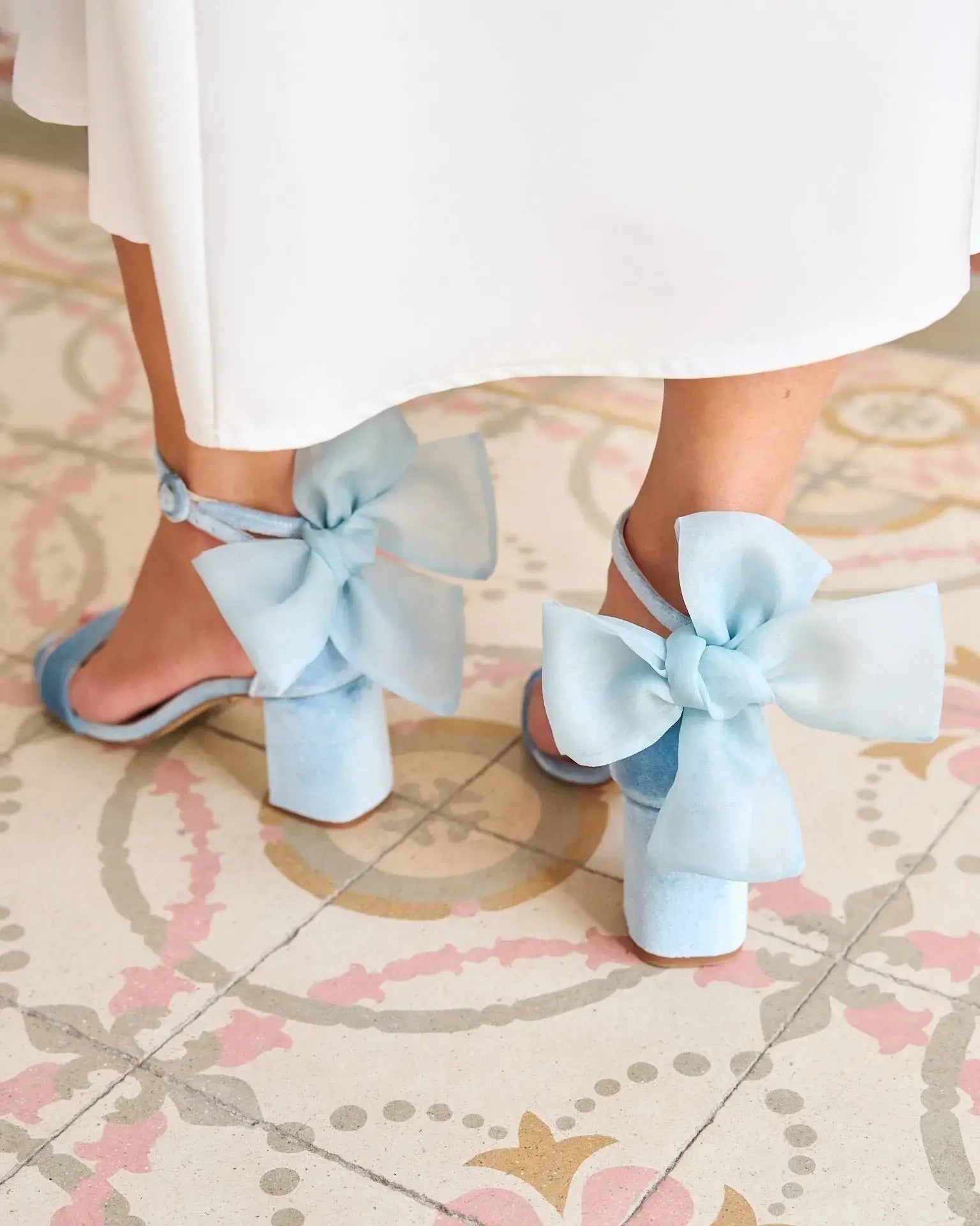 Green Velvet Block Heel wedding shoes product view 3 | ForeverSolesBride