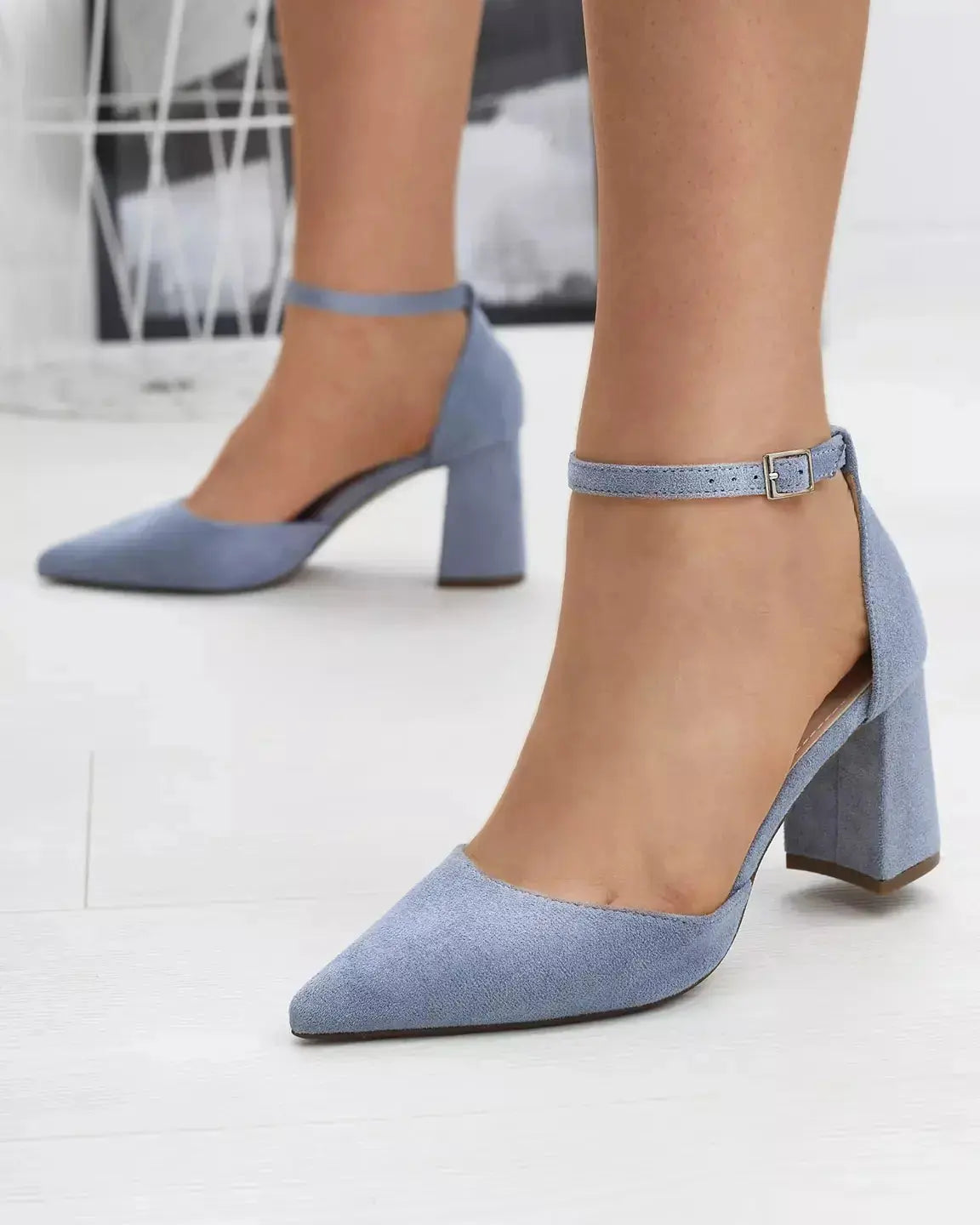 Green Velvet Block Heel wedding shoes product view 2 | ForeverSolesBride