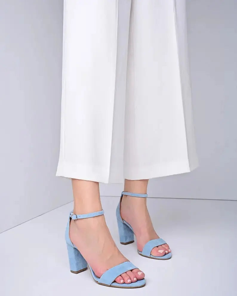 Blue Sandals wedding shoes hero front view | ForeverSolesBride