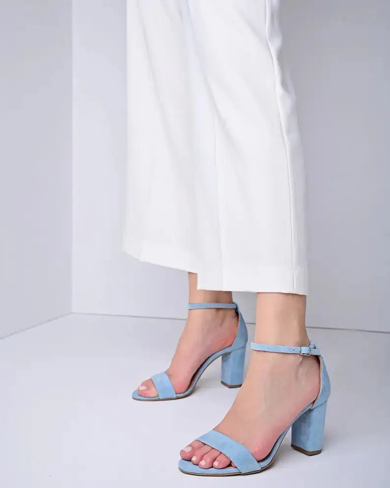 Blue Sandals wedding shoes product view 2 | ForeverSolesBride