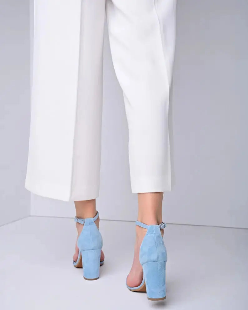 Blue Sandals wedding shoes product view 3 | ForeverSolesBride