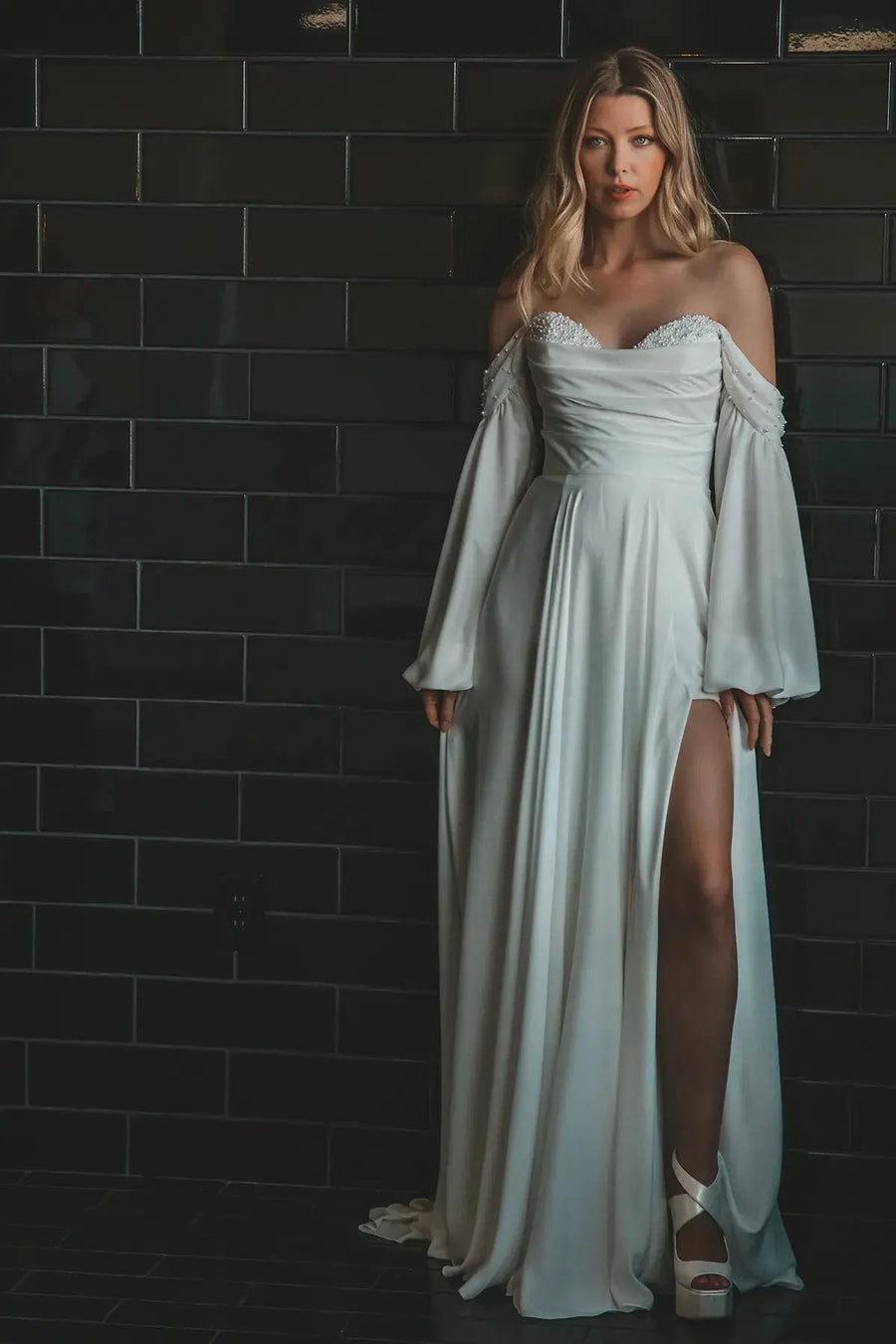 Bonnie wedding dress hero front view | ForeverSolesBride