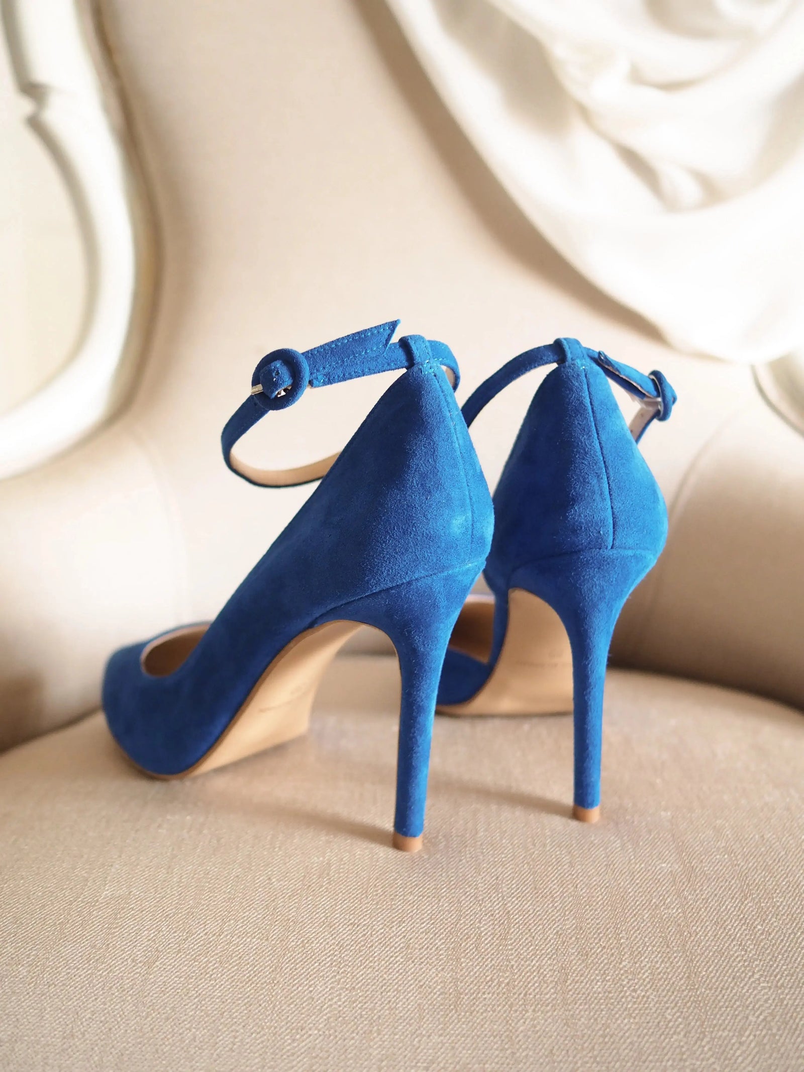 Green Velvet Block Heel wedding shoes product view 4 | ForeverSolesBride