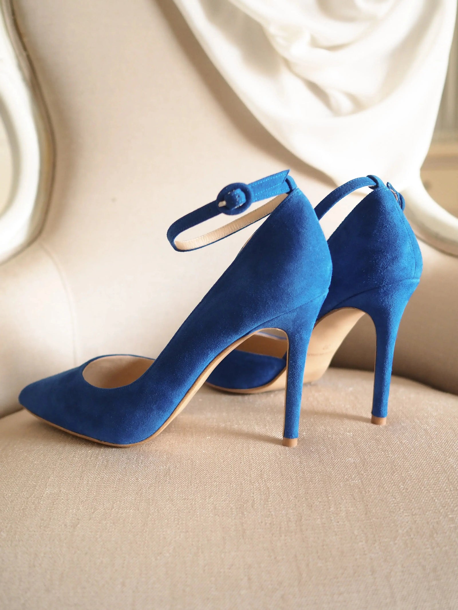 Green Velvet Block Heel wedding shoes product view 5 | ForeverSolesBride