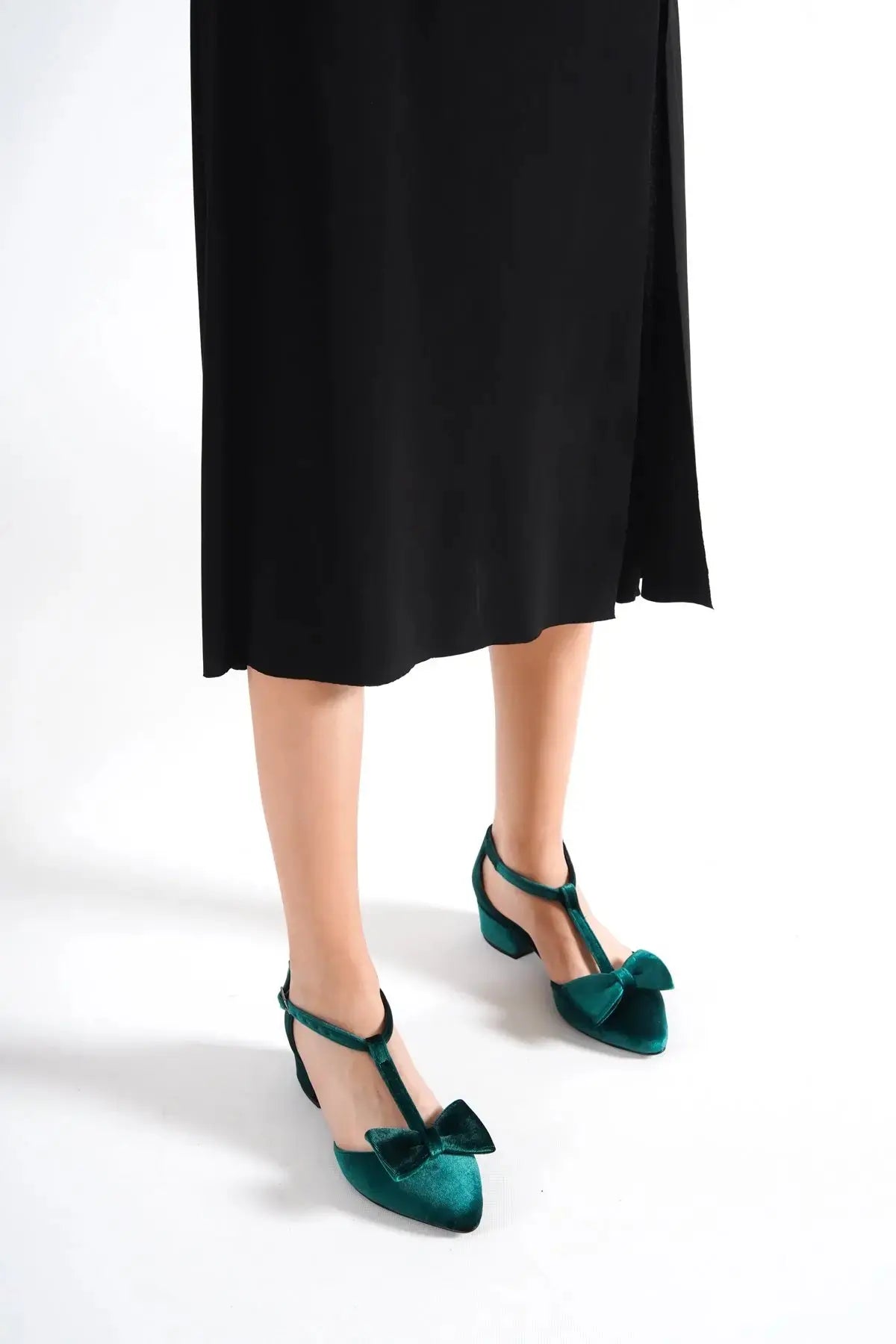 Emerald Green Low Heel wedding shoes product view 4 | ForeverSolesBride