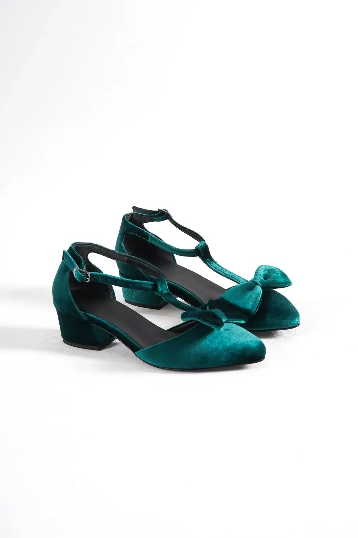 Emerald Green Low Heel wedding shoes product view 7 | ForeverSolesBride