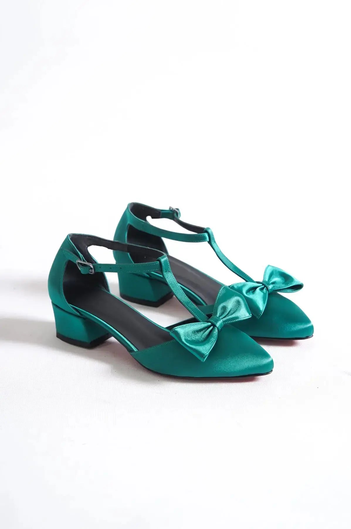 Emerald Green Low Heel wedding shoes product view 8 | ForeverSolesBride