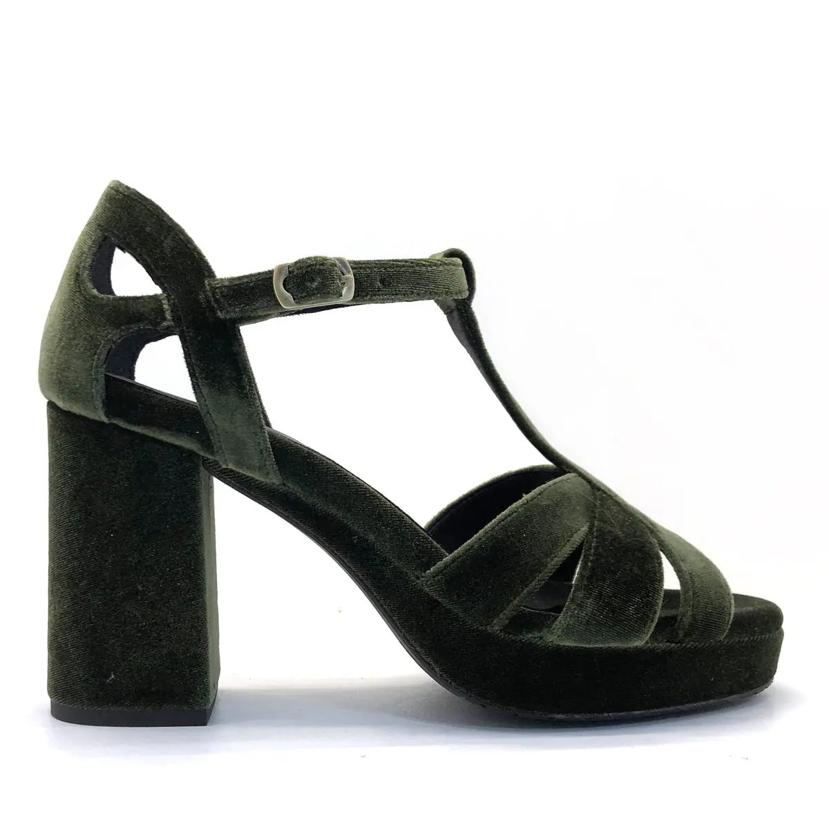 Emerald Green Satin Block Heel wedding shoes hero front view | ForeverSolesBride