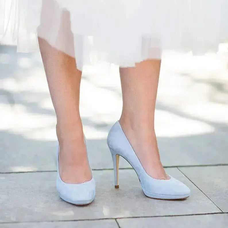 Emerald Green Velvet Block Heel wedding shoes product view 2 | ForeverSolesBride