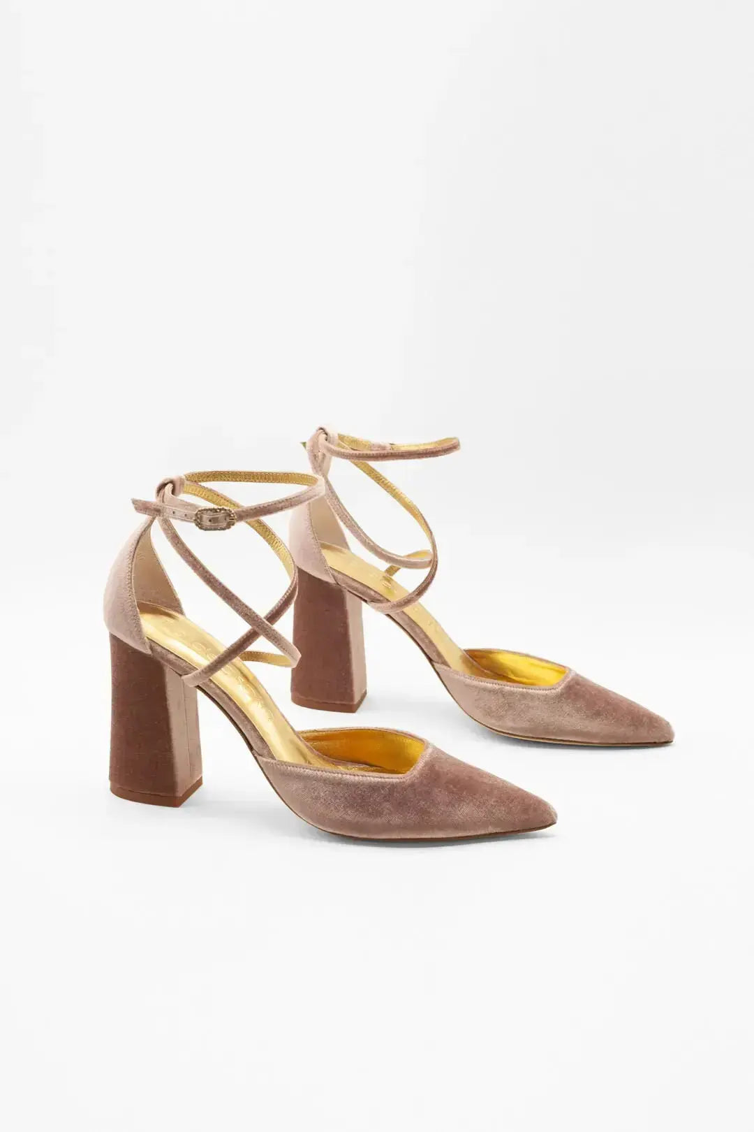 Emerald Green Velvet Block Heel wedding shoes product view 3 | ForeverSolesBride