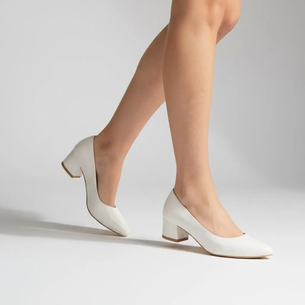 Nude Patent Block Heel wedding shoes product view 2 | ForeverSolesBride