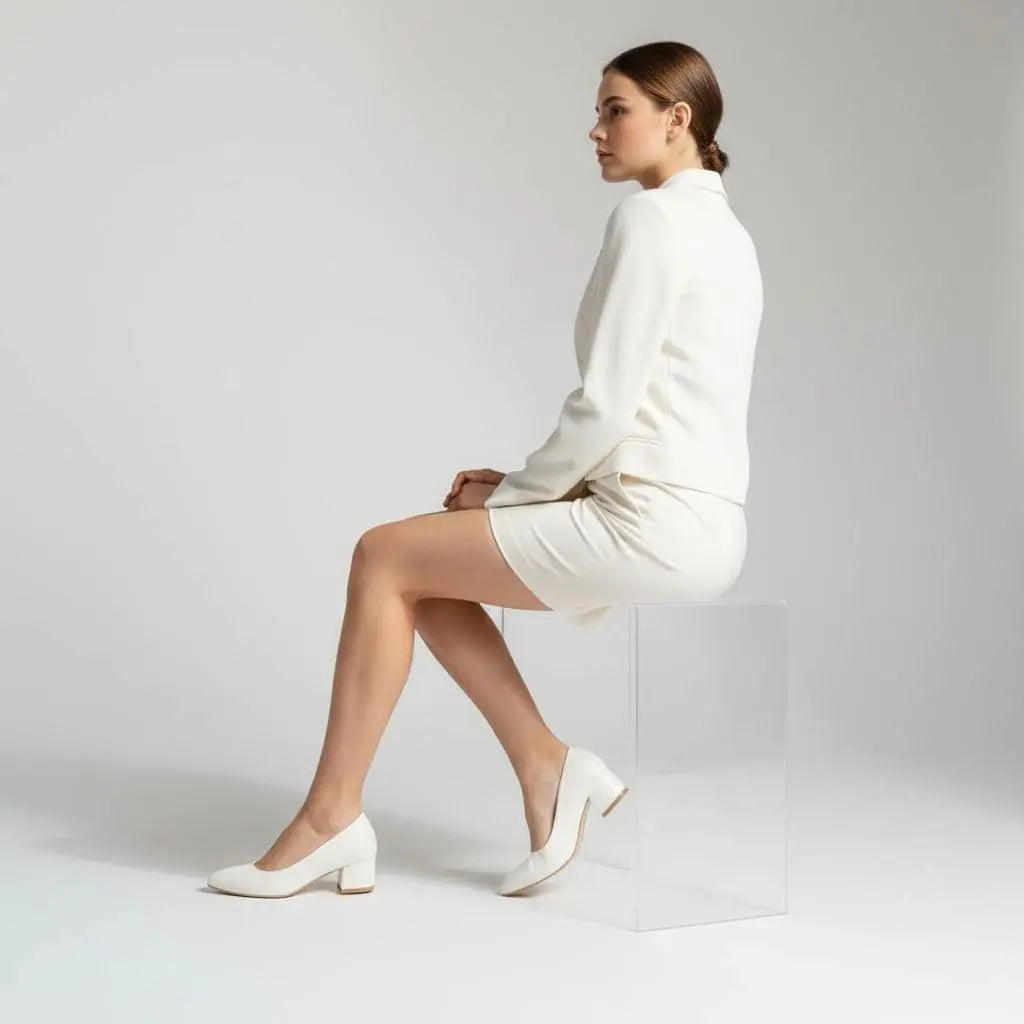 Nude Patent Block Heel wedding shoes product view 4 | ForeverSolesBride