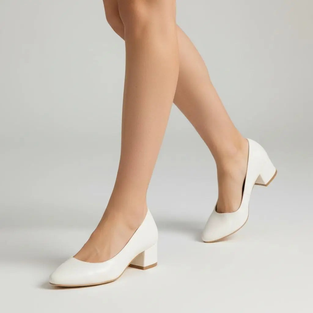 Nude Patent Block Heel wedding shoes product view 5 | ForeverSolesBride