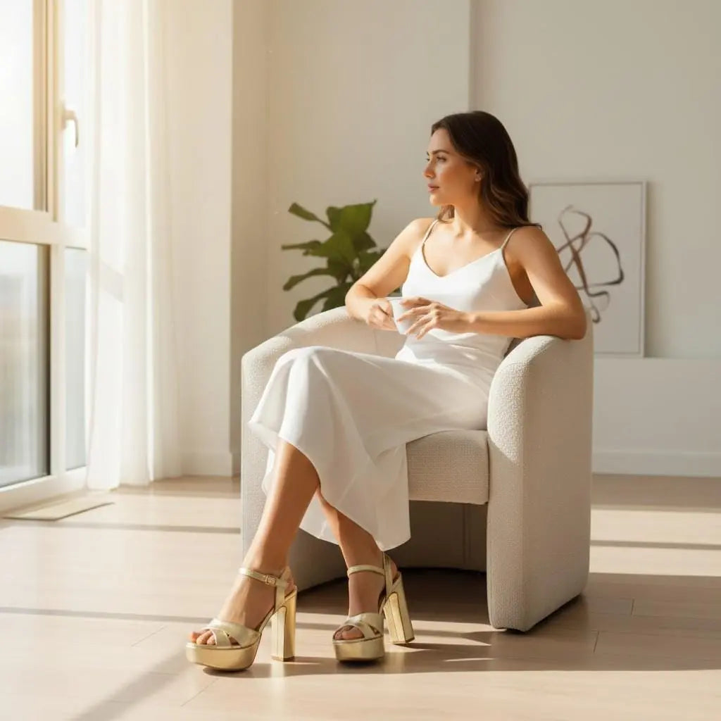Gold Platform wedding shoes product view 2 | ForeverSolesBride