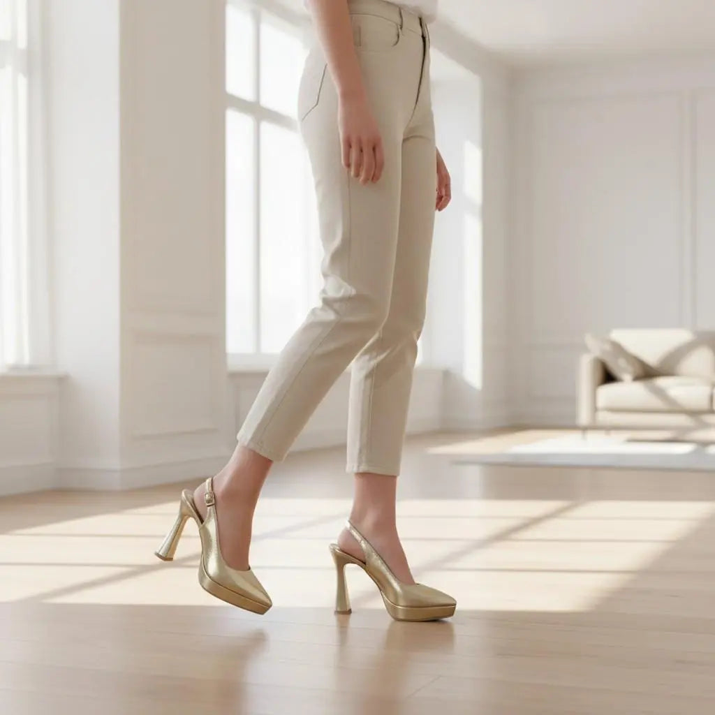 Gold Platform wedding shoes product view 2 | ForeverSolesBride