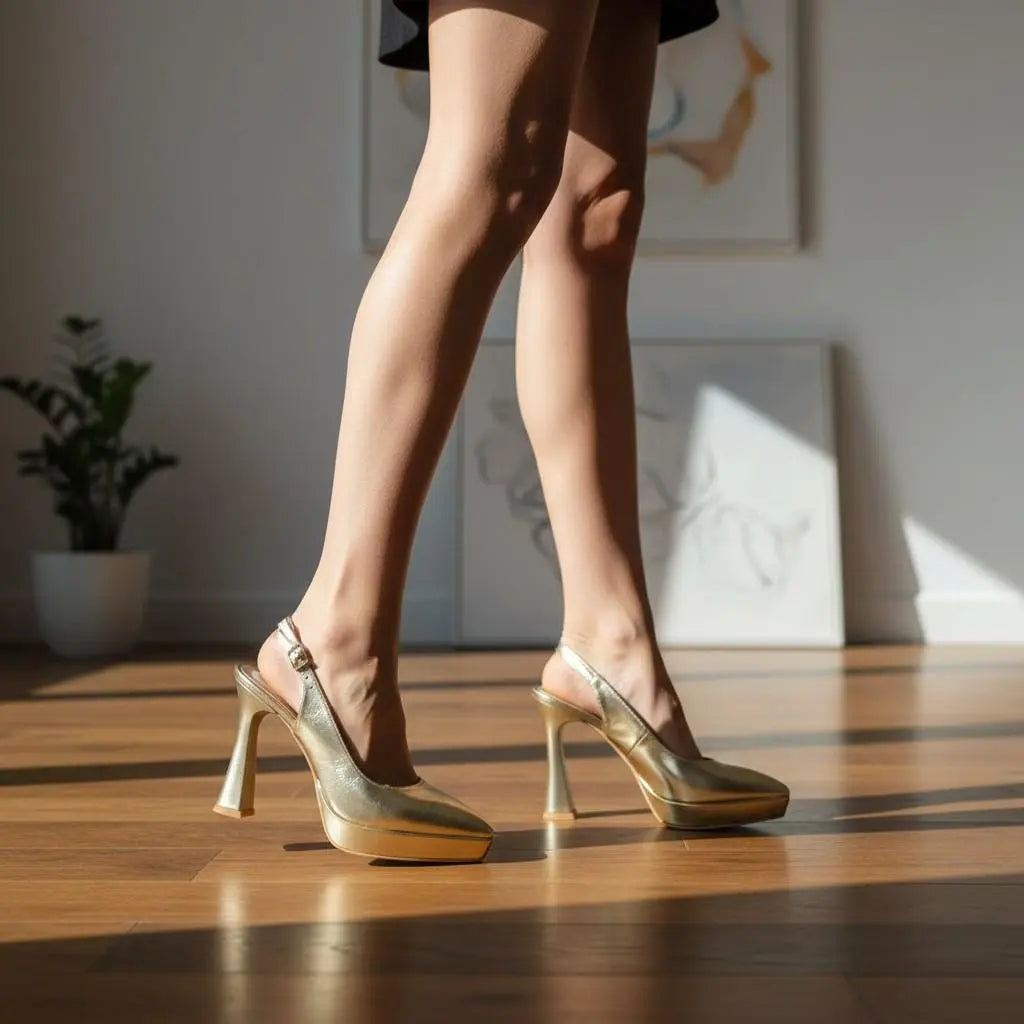 Gold Platform wedding shoes product view 4 | ForeverSolesBride