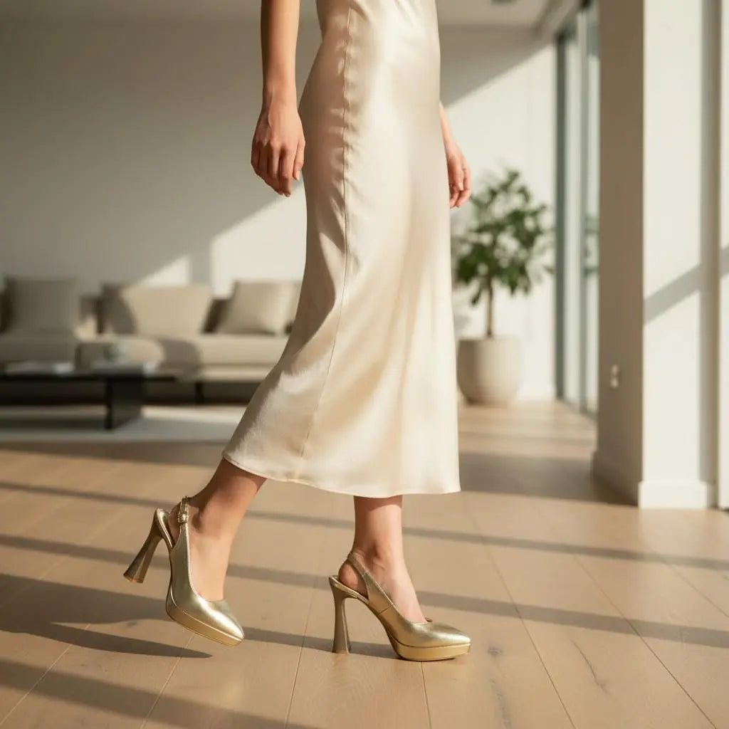 Gold Platform wedding shoes product view 5 | ForeverSolesBride