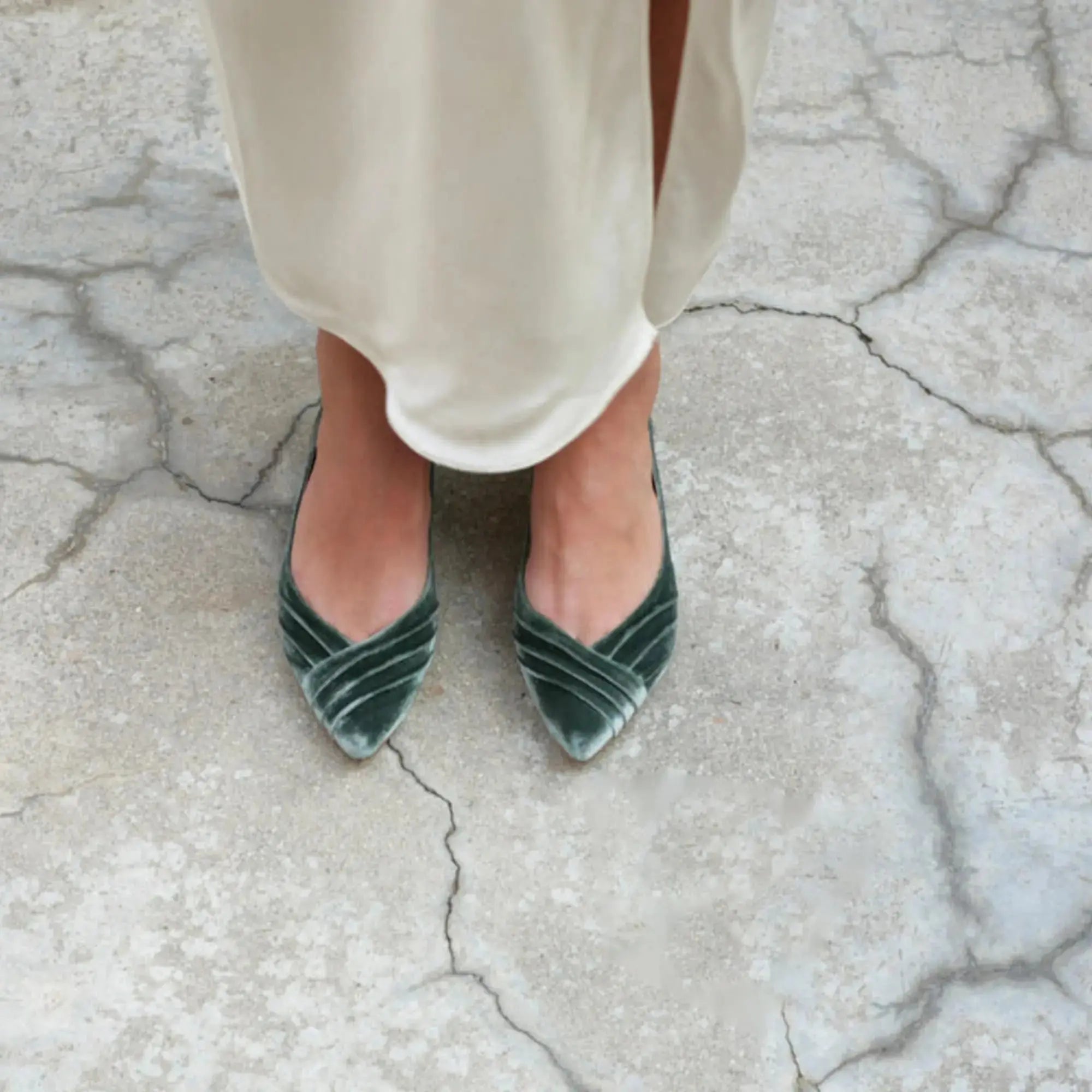 ForeverSoles Green Flat Shoes, Wedding Flat for women, elegant wedding and party shoes