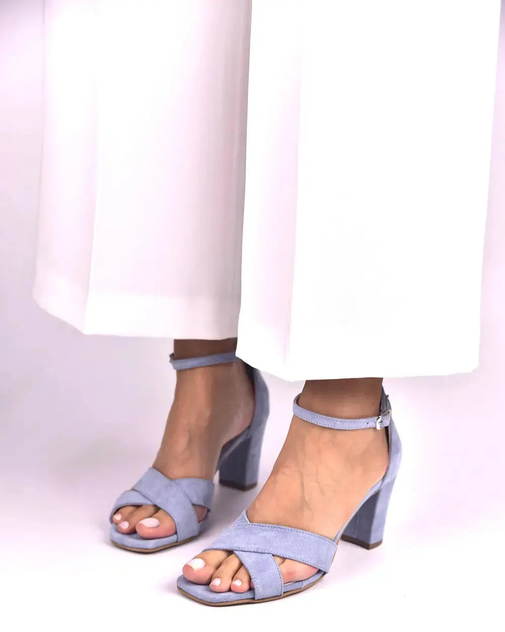 Green Velvet Block Heel wedding shoes product view 4 | ForeverSolesBride
