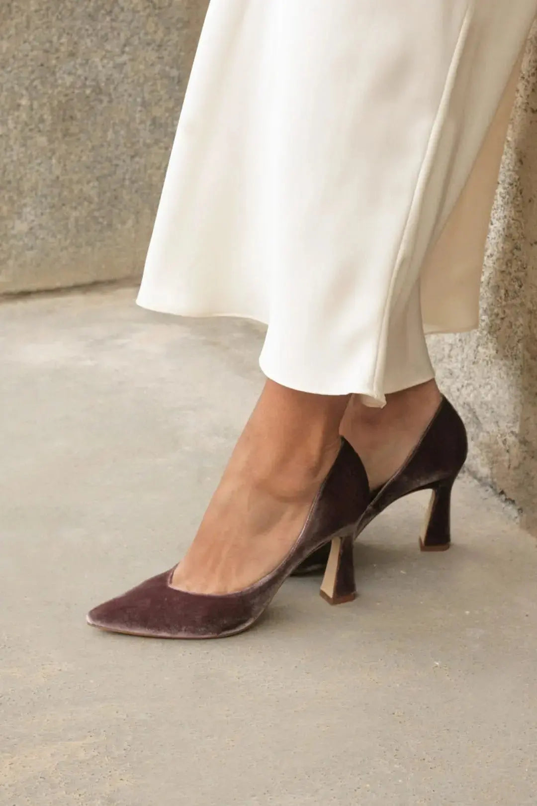 Green Velvet Block Heel wedding shoes product view 2 | ForeverSolesBride