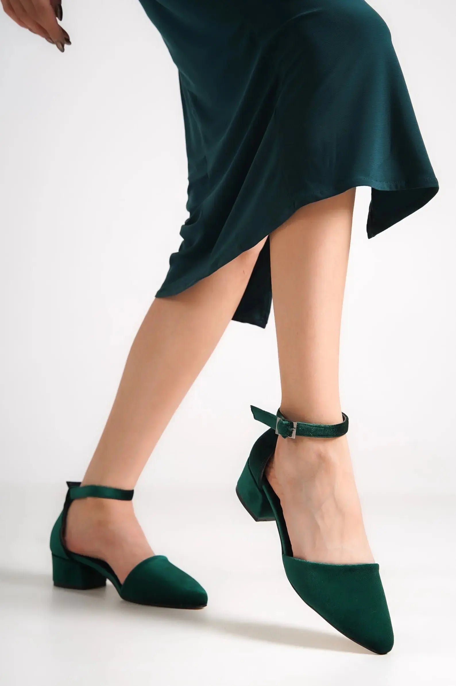Green Velvet bridal wedding shoes product view 5 | ForeverSolesBride