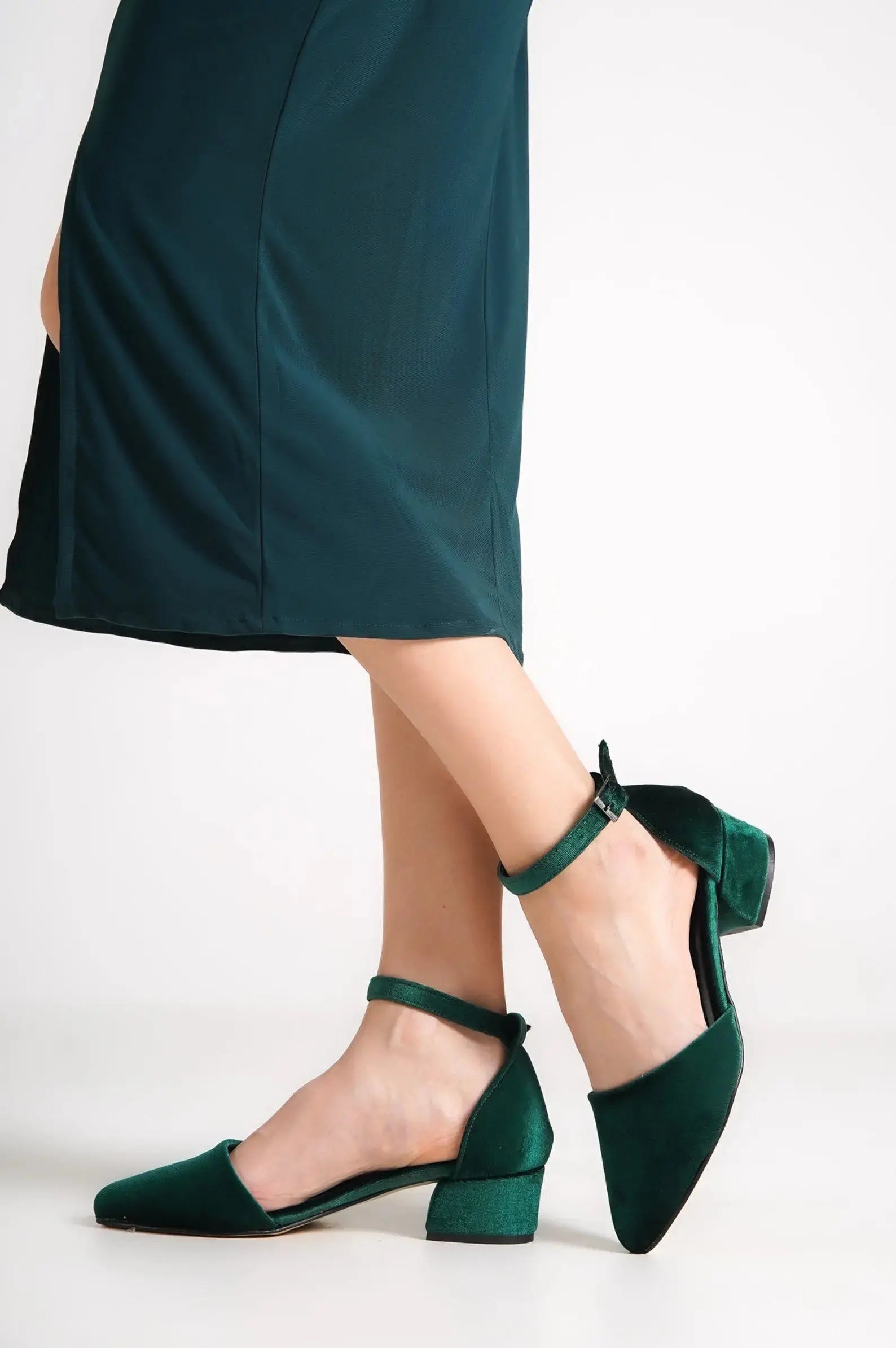 Green Velvet bridal wedding shoes product view 7 | ForeverSolesBride