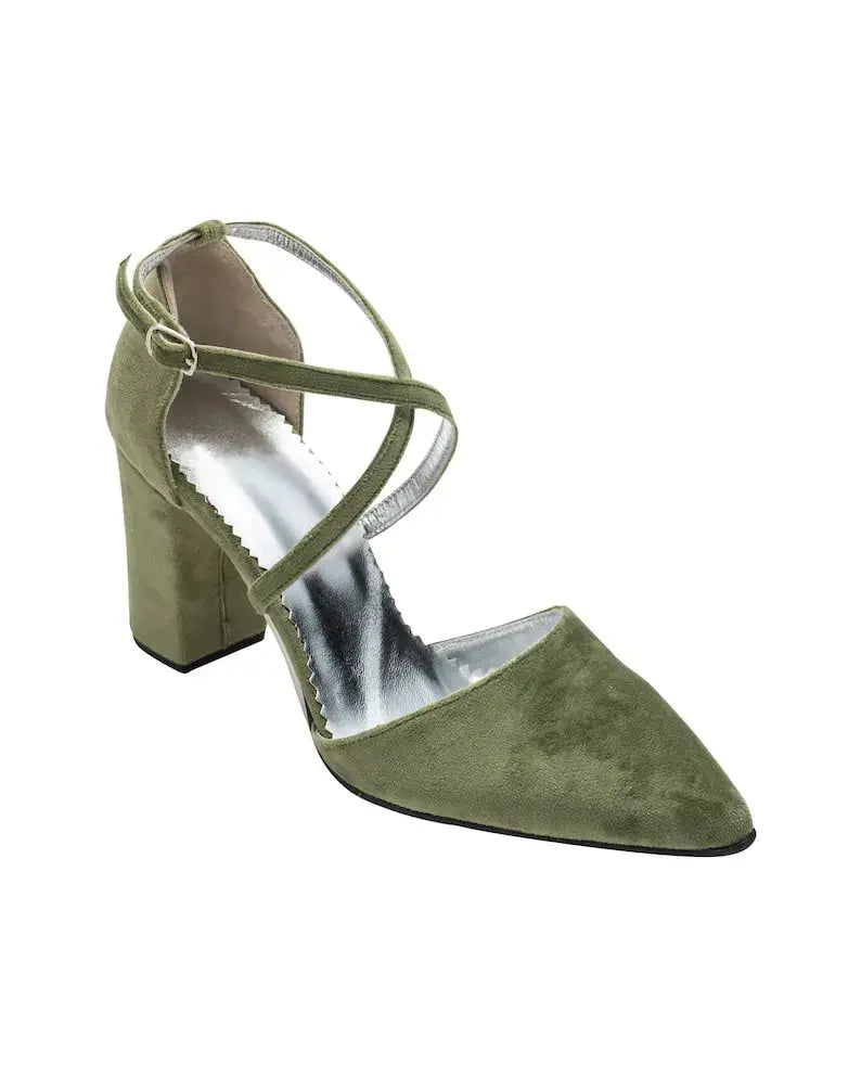 Green Velvet bridal wedding shoes product view 5 | ForeverSolesBride