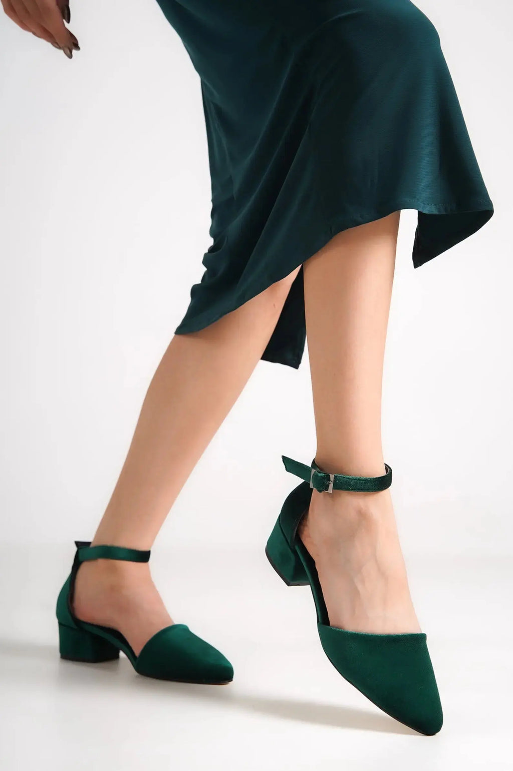 ForeverSoles Green Velvet Shoes for women, elegant wedding and party shoes