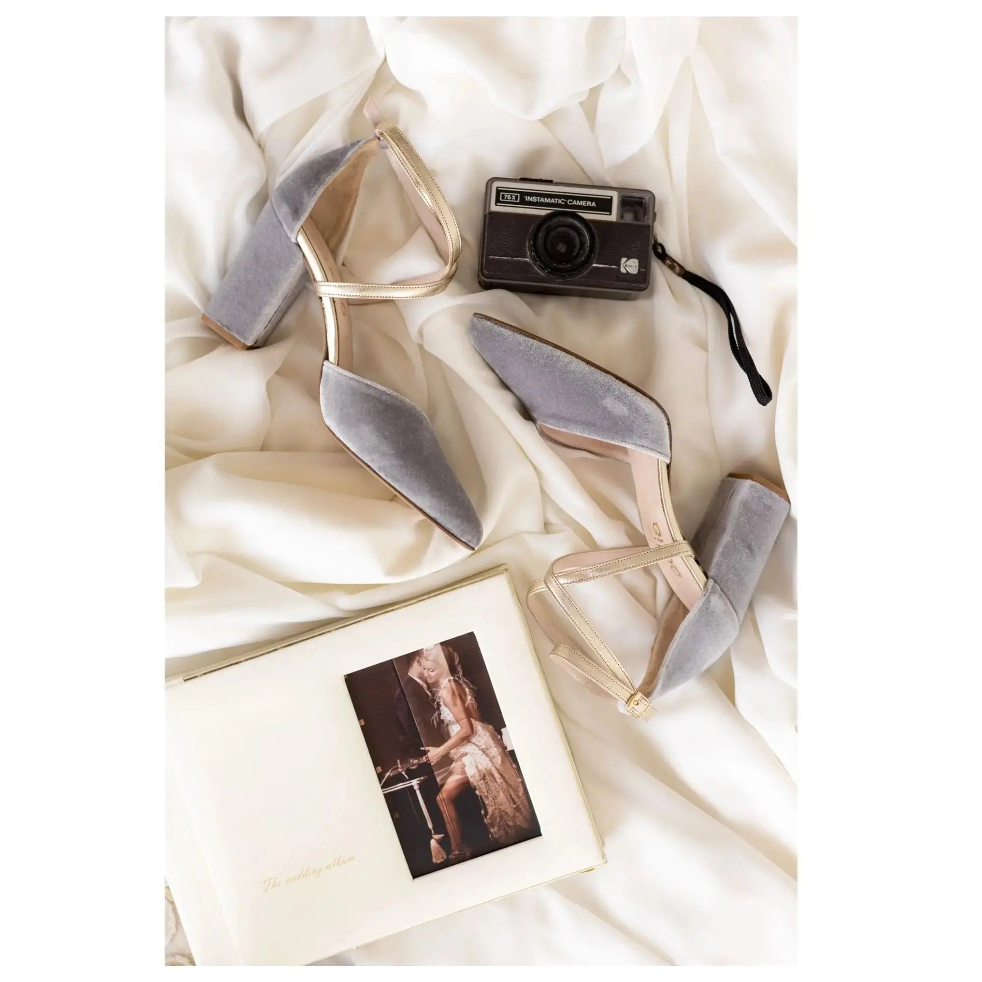 ForeverSoles Grey Velvet Wedding Shoes for women, elegant wedding and party shoes