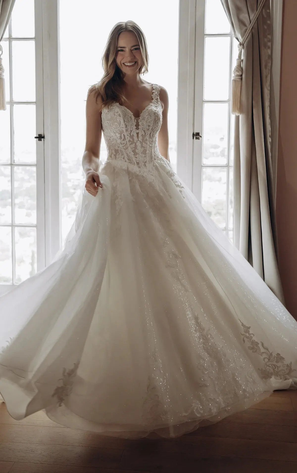 Hallie Sy8314 wedding dress hero front view | ForeverSolesBride