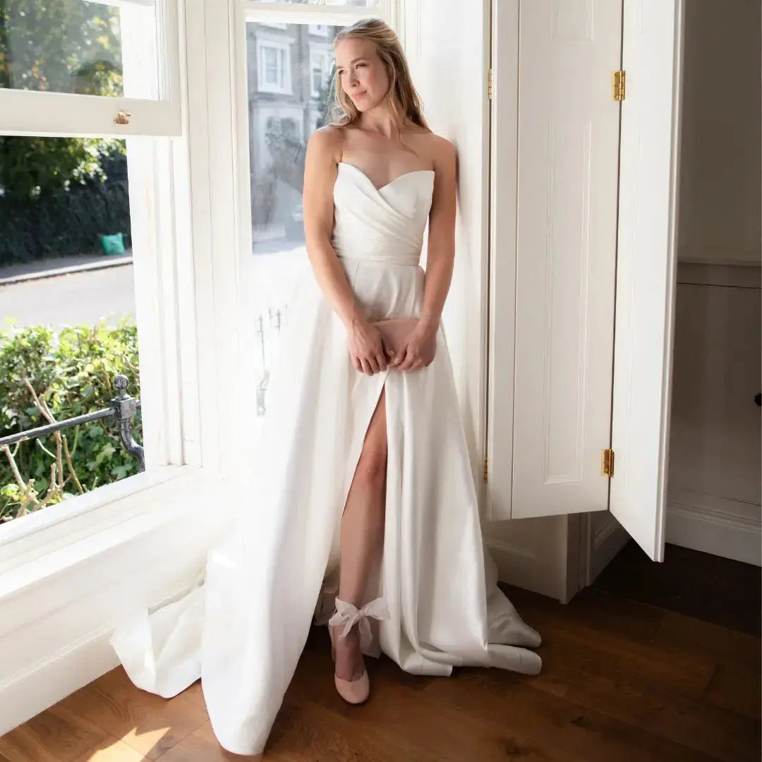 Pink Velvet Block Heel wedding shoes product view 18 | ForeverSolesBride
