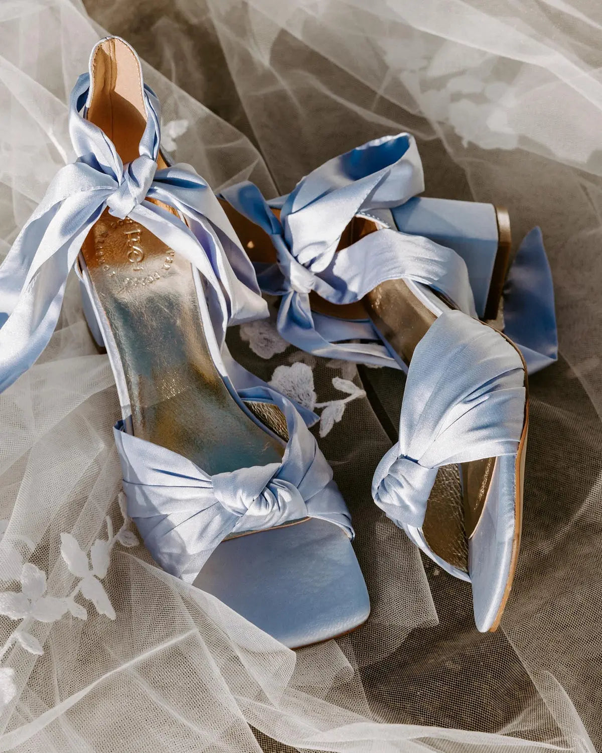 ForeverSoles Honey - Blue Satin Low for women, elegant wedding and party shoes