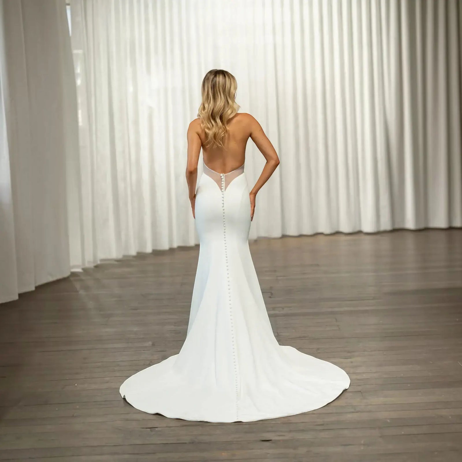 Celeste Silk A-Line wedding dress product view 3 | ForeverSolesBride