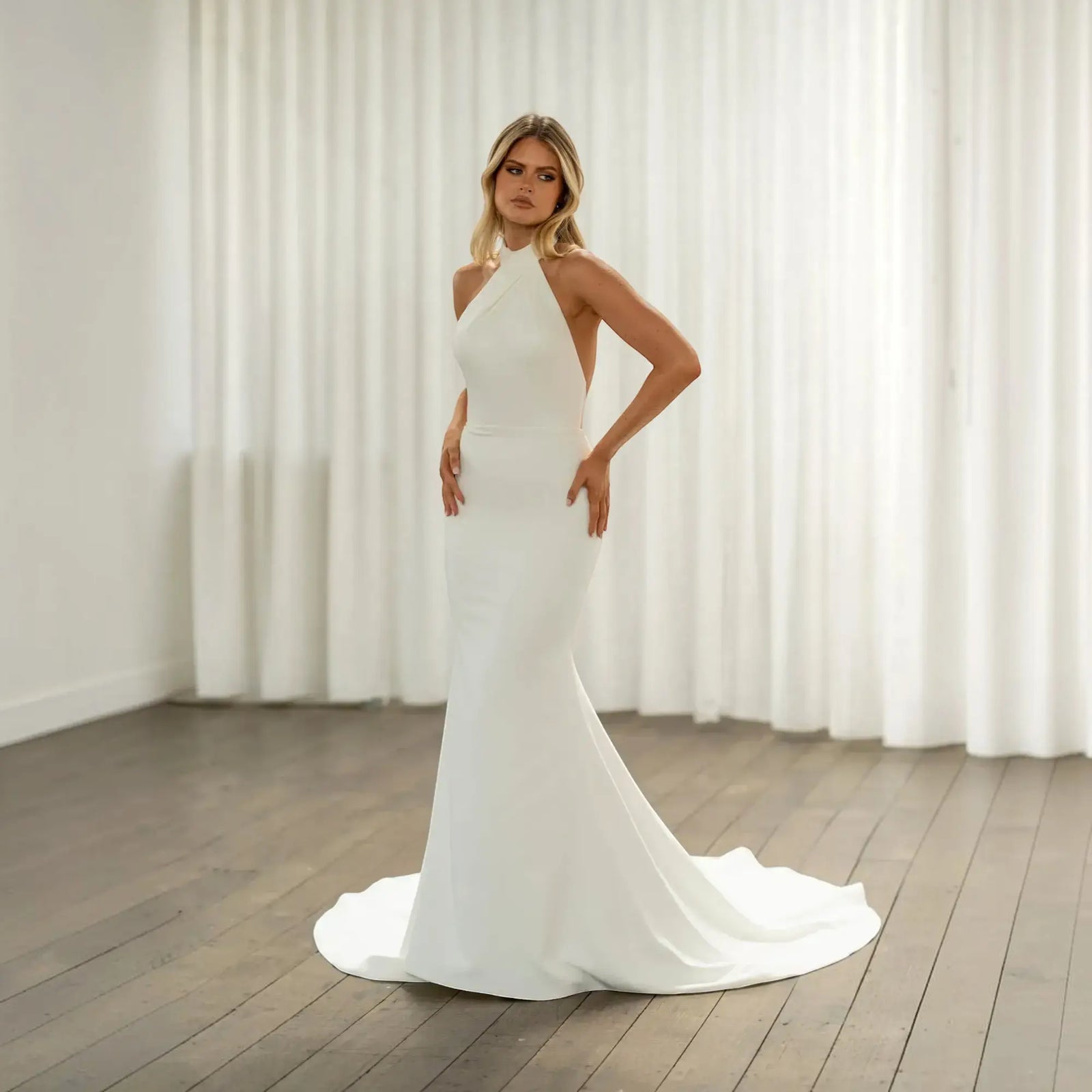 Celeste Silk A-Line wedding dress product view 5 | ForeverSolesBride