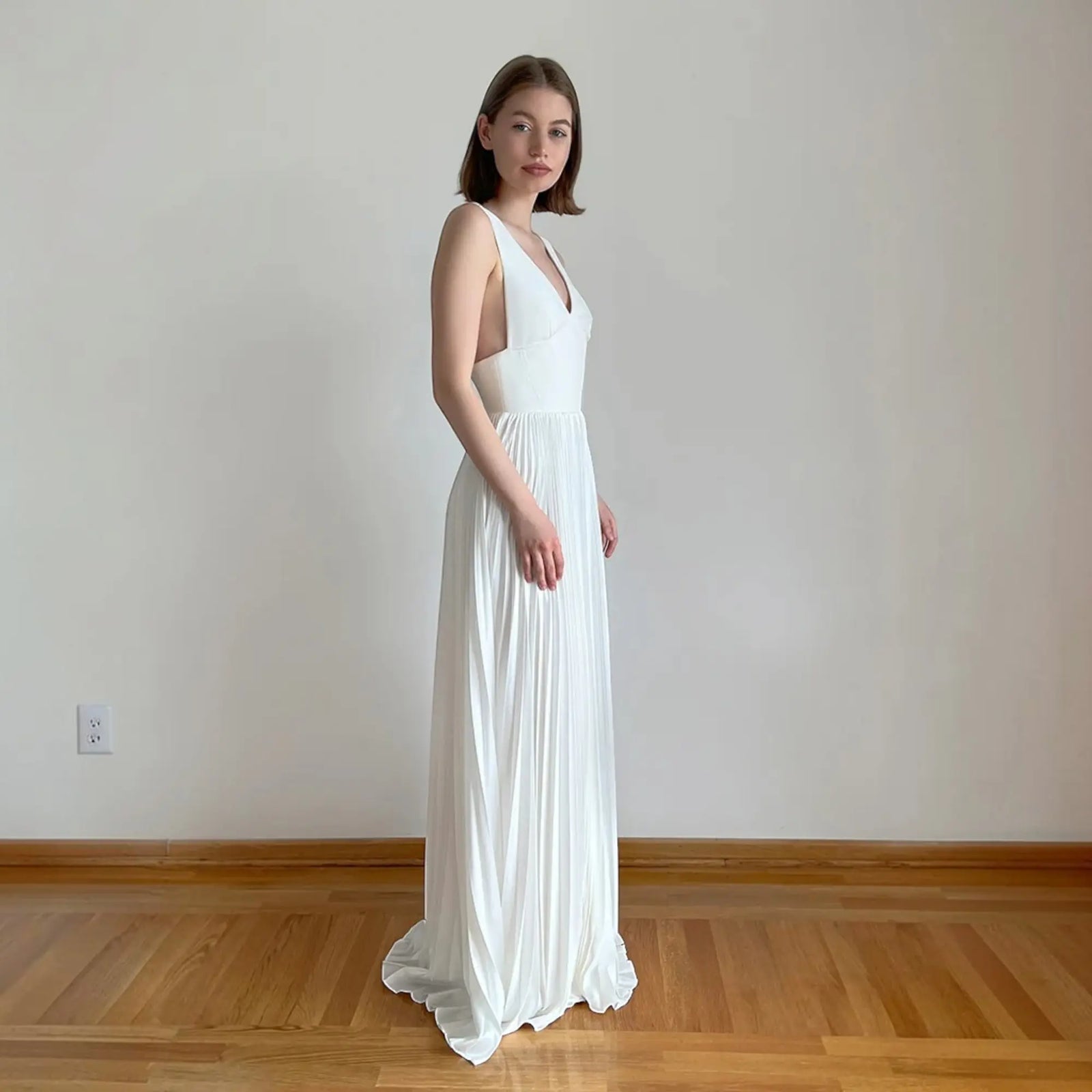 Elara Silk A-Line wedding dress product view 3 | ForeverSolesBride